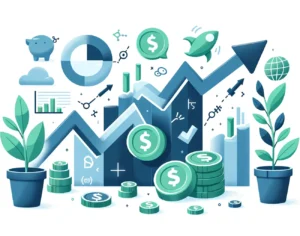 02 Create an image depicting the concept of stocks and shares in a beginner friendly manner for the Brazilian market. The image should include symbols li